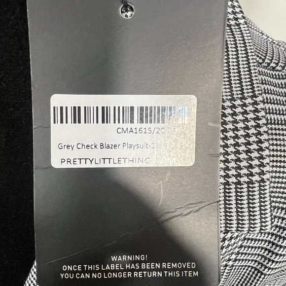 Grey Checkered Blazer play suit PLT (14) - Picture 2 of 4
